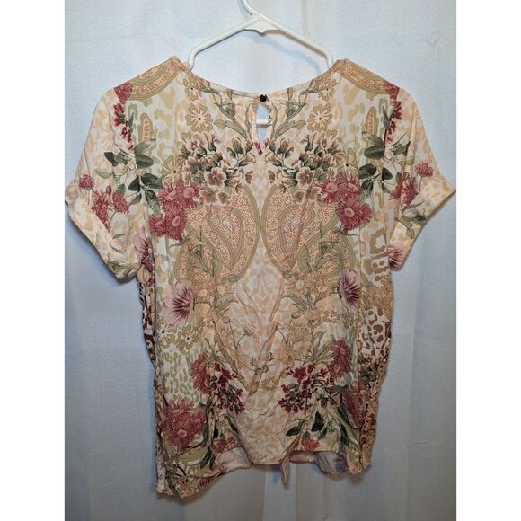 Soft Surroundings Blouse Women’s S Peach Rust Green Floral Tunic Cottage Fairy - Picture 10 of 14